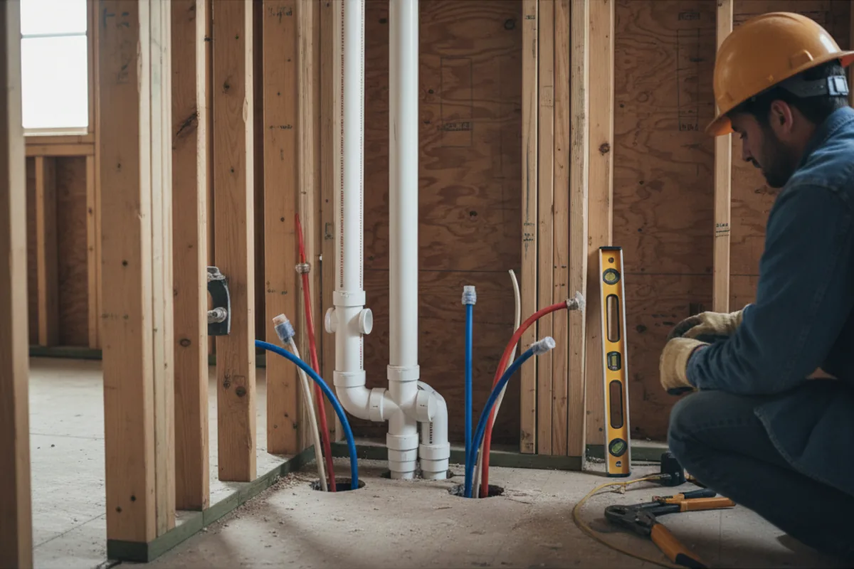Drain and supply rough-in during Toilet Repair and Installation in Grand Island